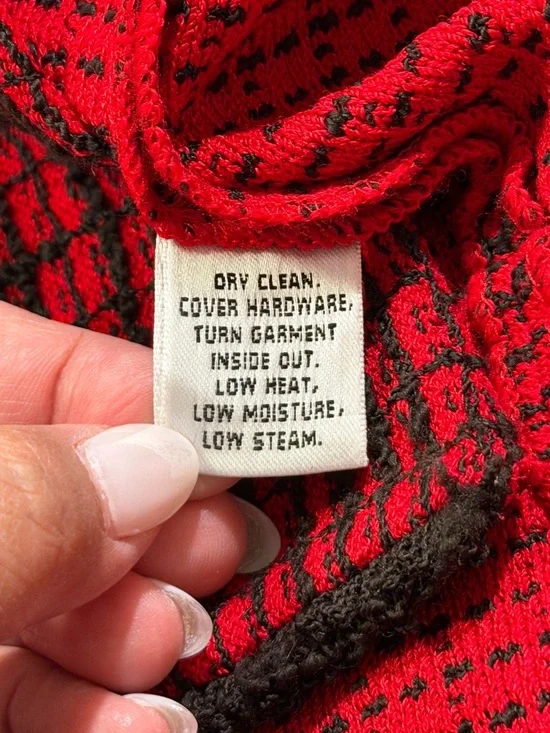 St. John Black Label Size 6 Red Black Tweed Knit Blazer Jacket USA Old Money - Picture 4 of 6